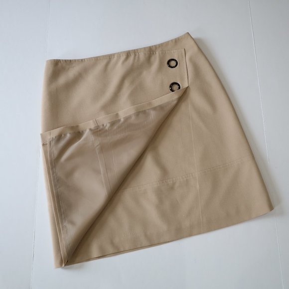 ANN TAYLOR LOFT Size 10 Maroon Beige Tan Skirt Blouse Set Sleeveless Career - Picture 11 of 14